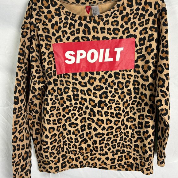 H&M Divided Animal Print Leopard Sweatshirt "Spoilt" Women’s S - Picture 1 of 6